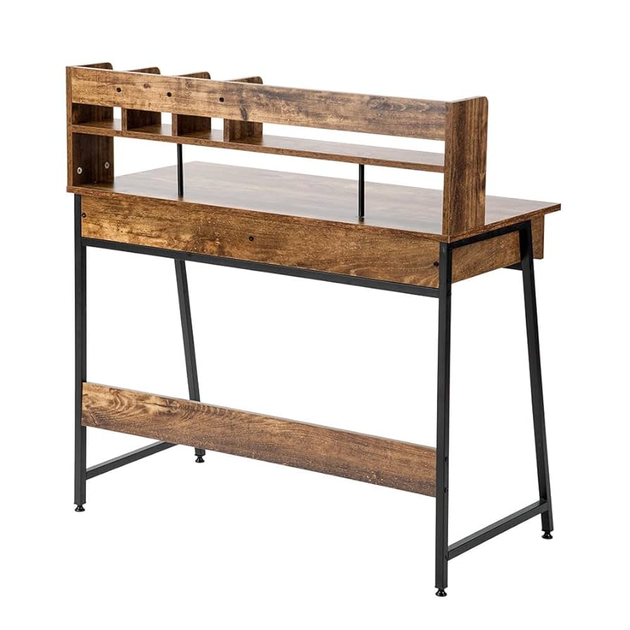 【ダークブラウン】パソコンデスク 引き出し付き　収納台　ミシン台 学習机 勉強机 Amazon｜パソコンデスク 引き出し付き 収納台 ミシン台 学習机